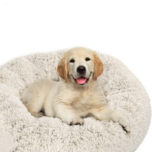 Soft Comfy Marshmallow Cuddler Fuzzy Plush Washable Anti Anxiety Calming Donut Pet Dog Bed for Dog Cat