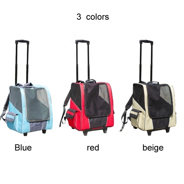 3 Colors Dog travel Pet Carrier w/ trolley Pet Carrier Dog Backpack Luggage Box w/ Wheels