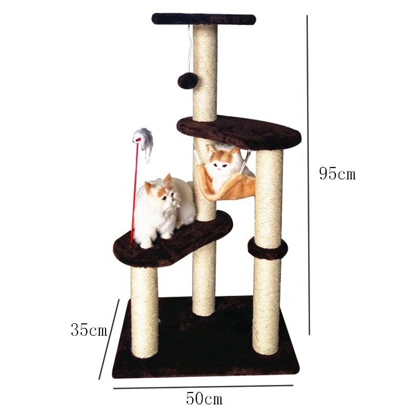 Manufacture Cats Products Luxury Cats Climber Scratching Tower Hammock Cat Tree