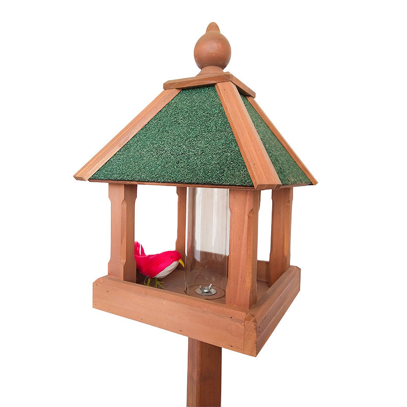 Petsfit Solid Wood Bird Feeder/Bird Table/Bird House with Asphalt Shingles, Outdoor Bird Feeders