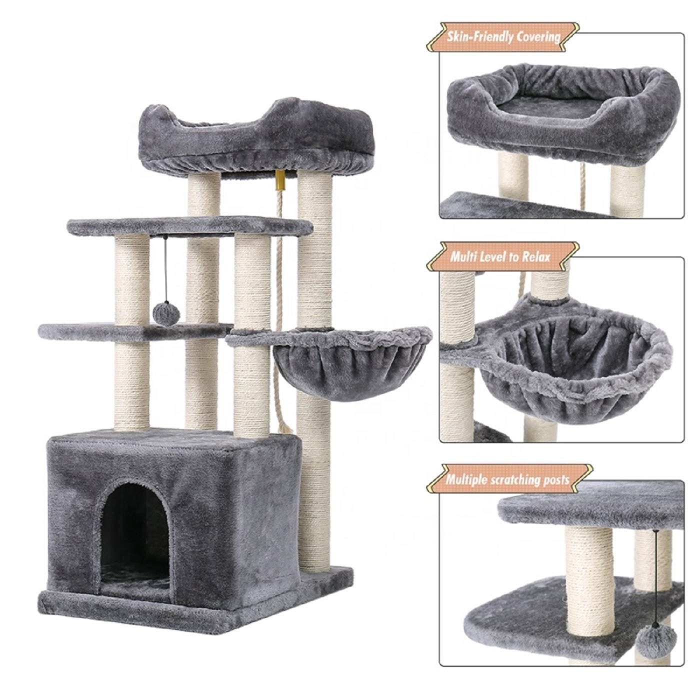 Canada Warehouse Modern Cat Tree Condo Tower With Scratching Post Spacious Perch Hammock