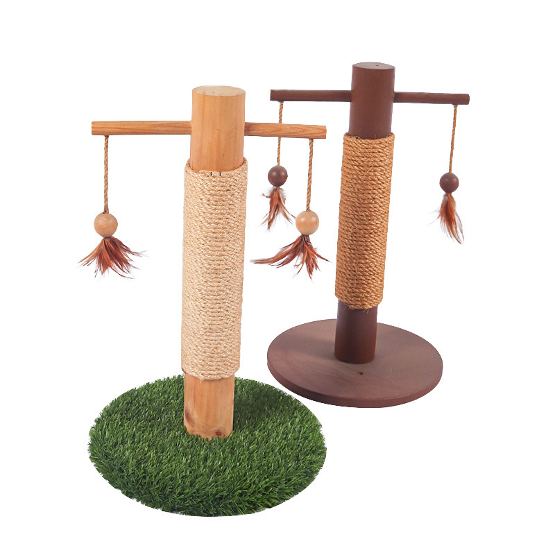 Best Quality  Make A Cat Bar Pet Toys Wood with Catnip Wand Mouse Interactive Bundle Ball Shelf Frame Indoor Felt Scratching Toy