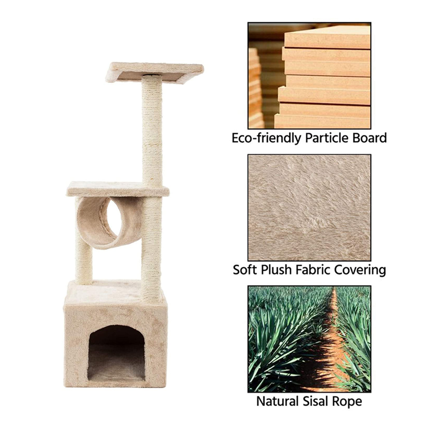 Luxury Outdoor Cat Wooden Perch Condo Furniture Activity Trees Tower With Scratching Posts Cats Climber Tower Hammock Cat Tree