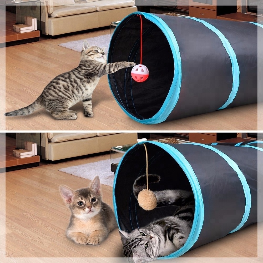 4 way cat tunnel cat toy tube with storage bag catnip toy for large cat dog indoor/outdoor use