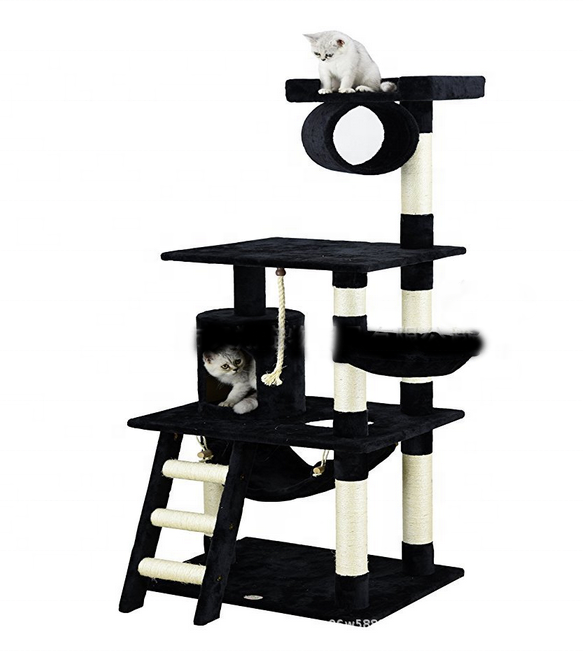 56'' Pet Furniture Scratcher Tree Cat Climbing Furniture Cat Tree Condo Furniture Cat Condo with Hammock