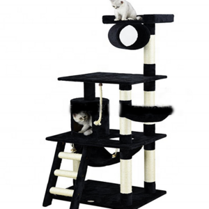 56'' Pet Furniture Scratcher Tree Cat Climbing Furniture Cat Tree Condo Furniture Cat Condo with Hammock