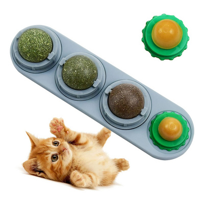 Safe Healthy Teeth Cleaning Dental Kitten Chew Toys Edible Kitty Toys Detachable Silvermine Balls Catnip Wall Cat Ball Toys