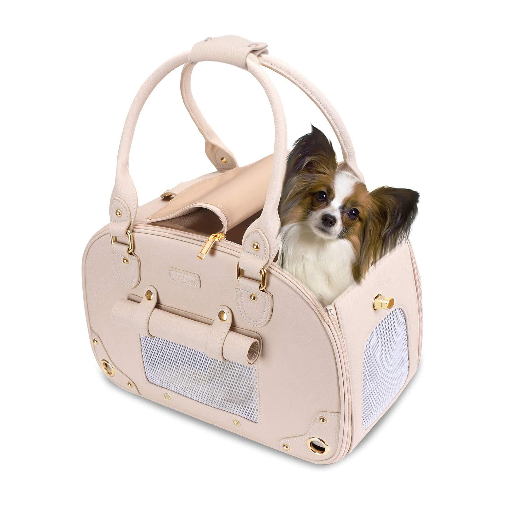 Outdoor Pet Carrier Foldable Waterproof Premium PU Leather Pet Purse Portable Bag Dog Cat Carrier for Cat Dog