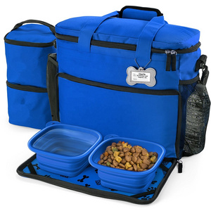 Useful Dog Suppliers Travel Bag with Bowl Week Away Tote Travel Dog Bag  Pet Travel Food Carrier Bag