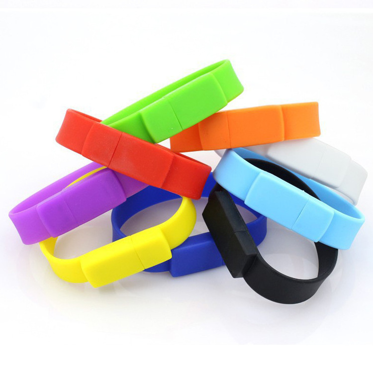 Bulk Customized Logo Multi-Color USB 2.0 3.0 Flash Drives Silicone Bracelet Wristband Thumb Drive for PC Laptop Computer