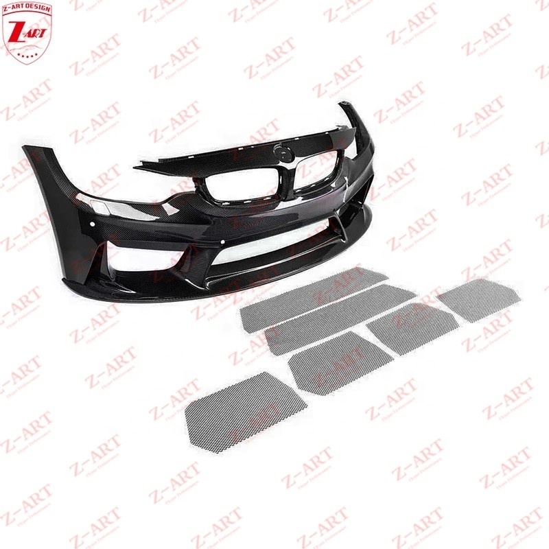 Z-ART 2015-2019 M4 Front Bumper For BMW M3 Carbon Fiber Bumper Body Kit For BMW F80 Retrofit Tuning Body Kit For F82 F83 M3 M4