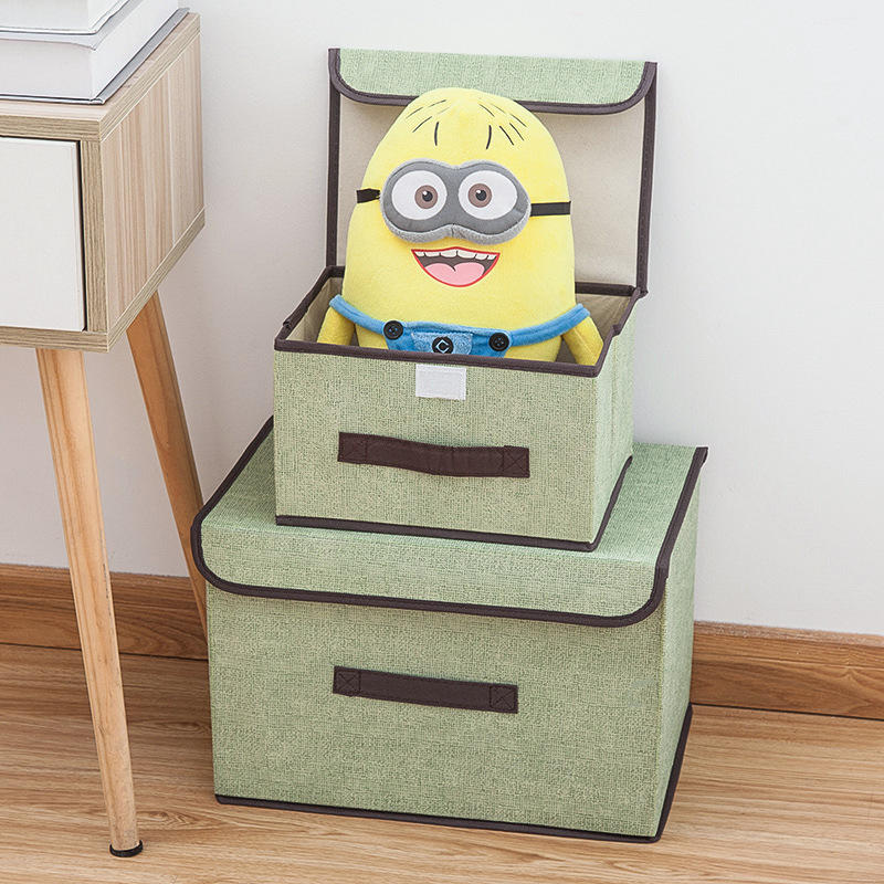 2024 New Custom Logo Collapsible Cube Non-Woven Fabric Cardboard Foldable Clothes Toy Storage Box Organizer with Lid