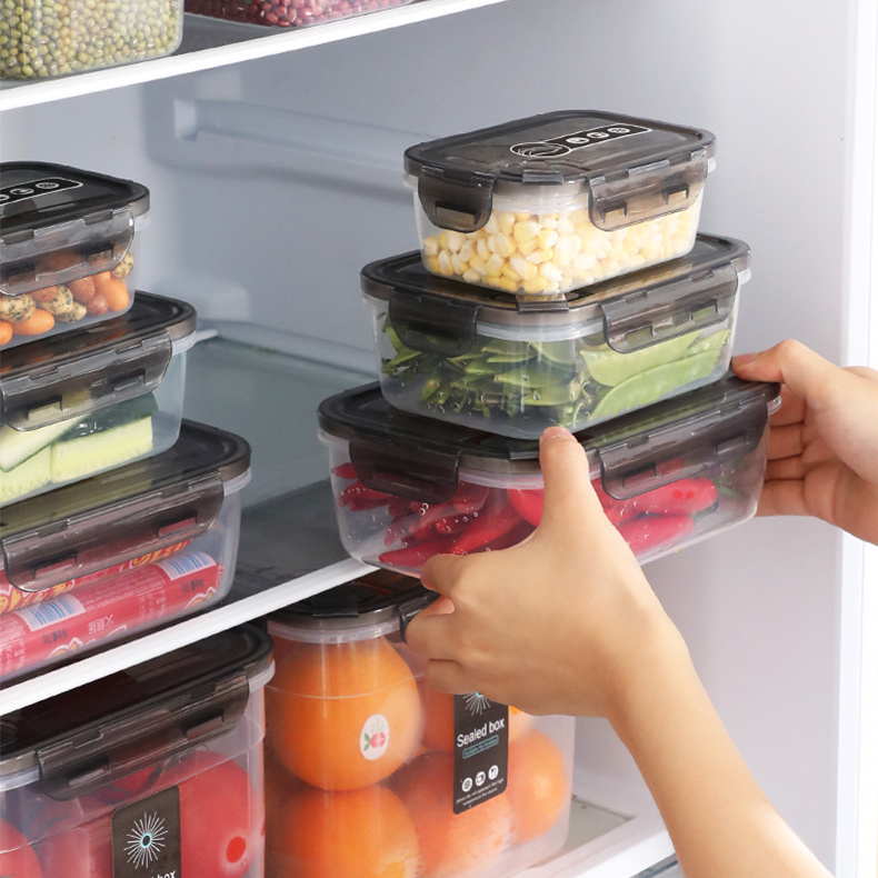 Kitchen pantry BPA free large clear cereals nut crisper set PP storage box airtight plastic food container with snap lock lid