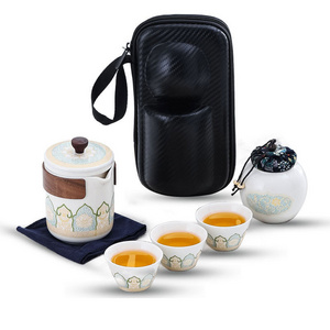 2024 High-End Custom Business Gifts Outdoor Travel Tea Set with Portable Cover Bowl Kung Fu Tea Pots and Cup Set