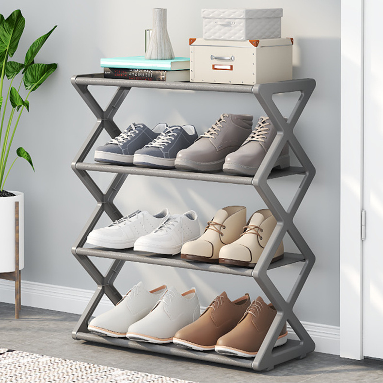 Personalized Logo X-Type Metal Shoe Rack Multi-Layered Creative Foldable and Dustproof Shoe Storage