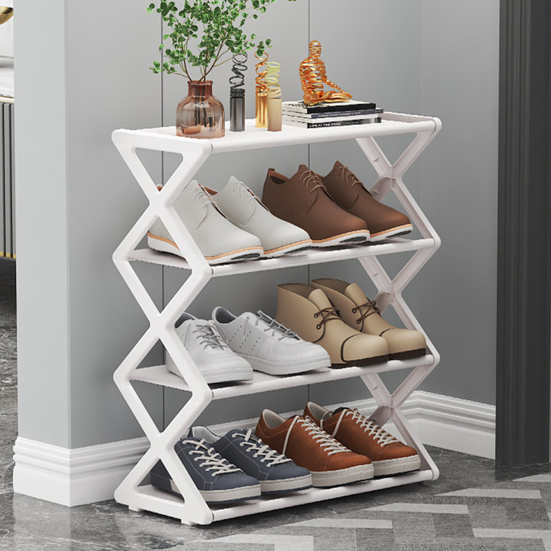 Personalized Logo X-Type Metal Shoe Rack Multi-Layered Creative Foldable and Dustproof Shoe Storage