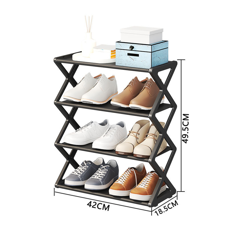 Personalized Logo X-Type Metal Shoe Rack Multi-Layered Creative Foldable and Dustproof Shoe Storage