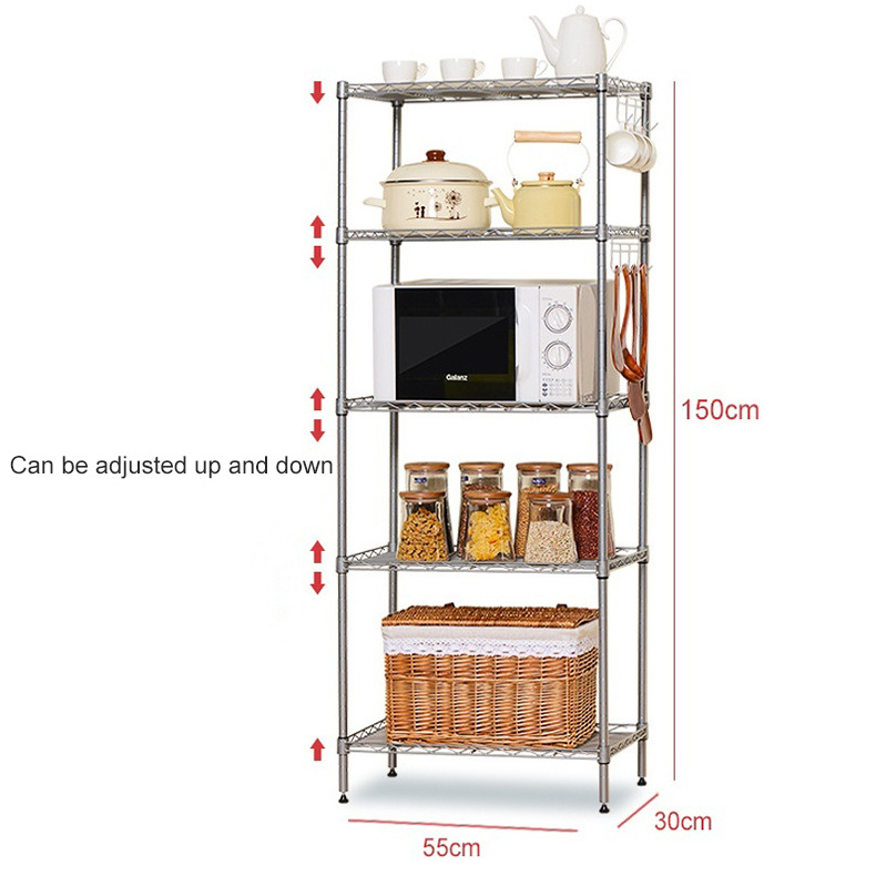 Foldable Metal Shelf 5 Wier Metal Storage Rack Shelving Unit Organizer for Kitchen Laundry Garage Bathroom Pantry Closet Office