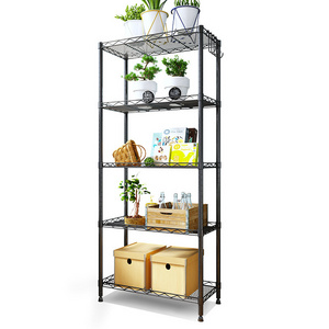 Foldable Metal Shelf 5 Wier Metal Storage Rack Shelving Unit Organizer for Kitchen Laundry Garage Bathroom Pantry Closet Office