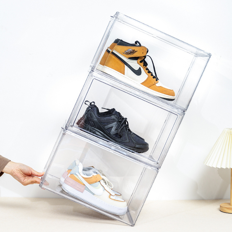 Men Women Shoes Sneaker Storage Display Boxes Plastic Home Save Space Clear Stackable Shoe Box