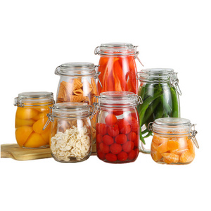 High Quality 2200ml Kitchen Air Tight Storage Glass Jar with Metal Clip Lock Clear Food Storage Container Sealing Jam Jar