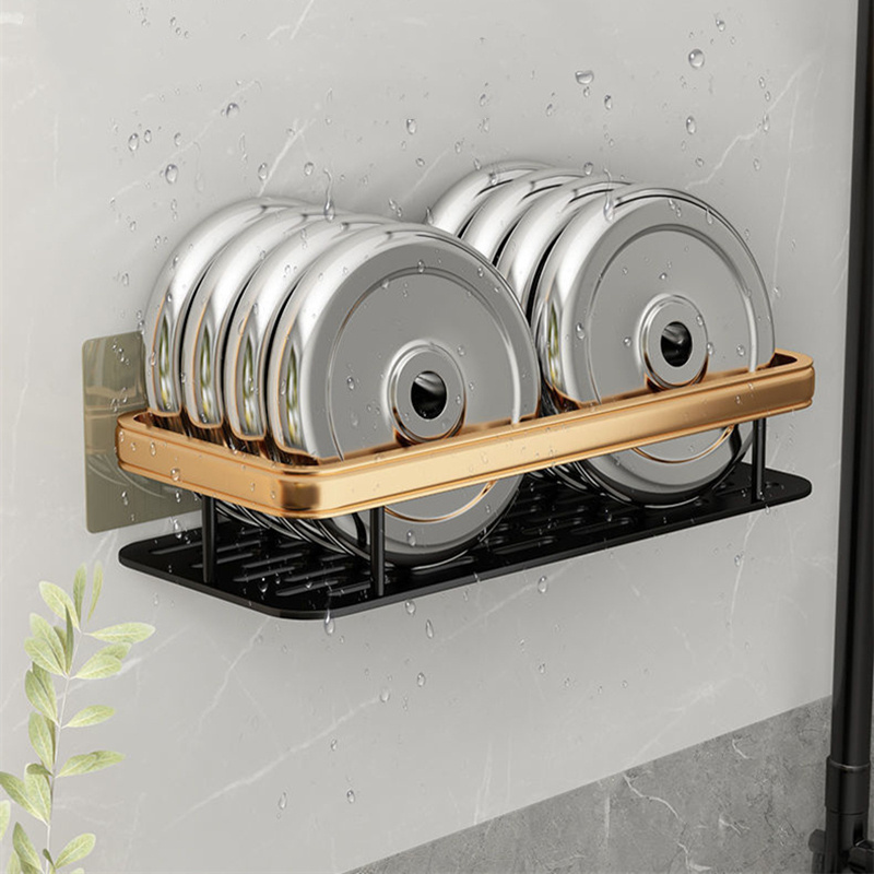 Wall Mounted Bathroom Metal Storage Shelf No Drill Self Adhesive Toilet Bathroom Shower Caddy Organizer Rack Shampoo Holder