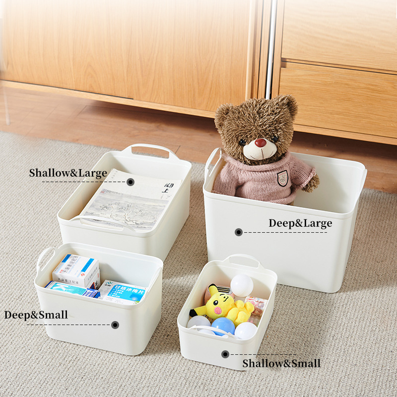 Hot Selling Plastic White Home Sundries Storage Box with Lid Stackable Organizer Container for Toys Clothes Snacks