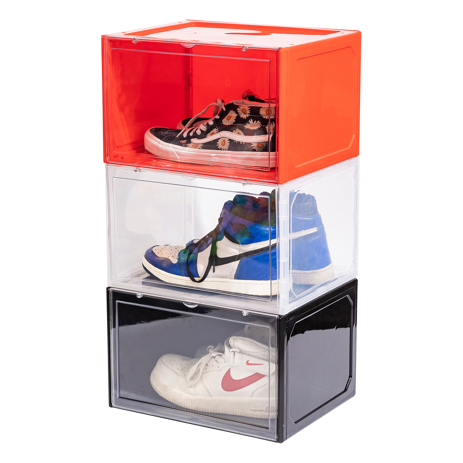 High Quality Transparent Stackable Plastic Foldable Shoe Storage Box or Case