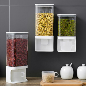 New Plastic Kitchen Wall Mounted Food Cereal Rice Dispenser Large Capacity Divided Grain Storage Container Dry Food Dispenser