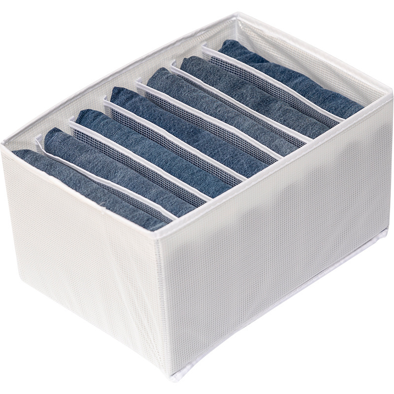 Wholesale Foldable Jeans and Clothes Closet Storage Box With PP Partition Drawer 7 Grids Jeans Compartment Storage Box