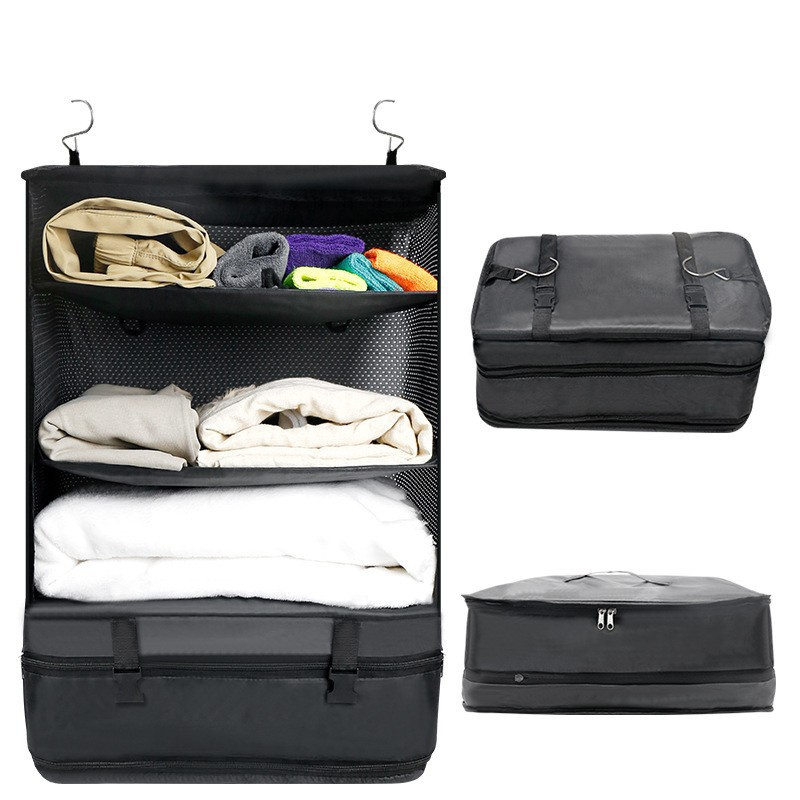 Hot Sale Portable Luggage Suitcase Organizer 3 Layer Hanging Travel Shelves Bag Foldable Packing Cube Organizer Storage Bag