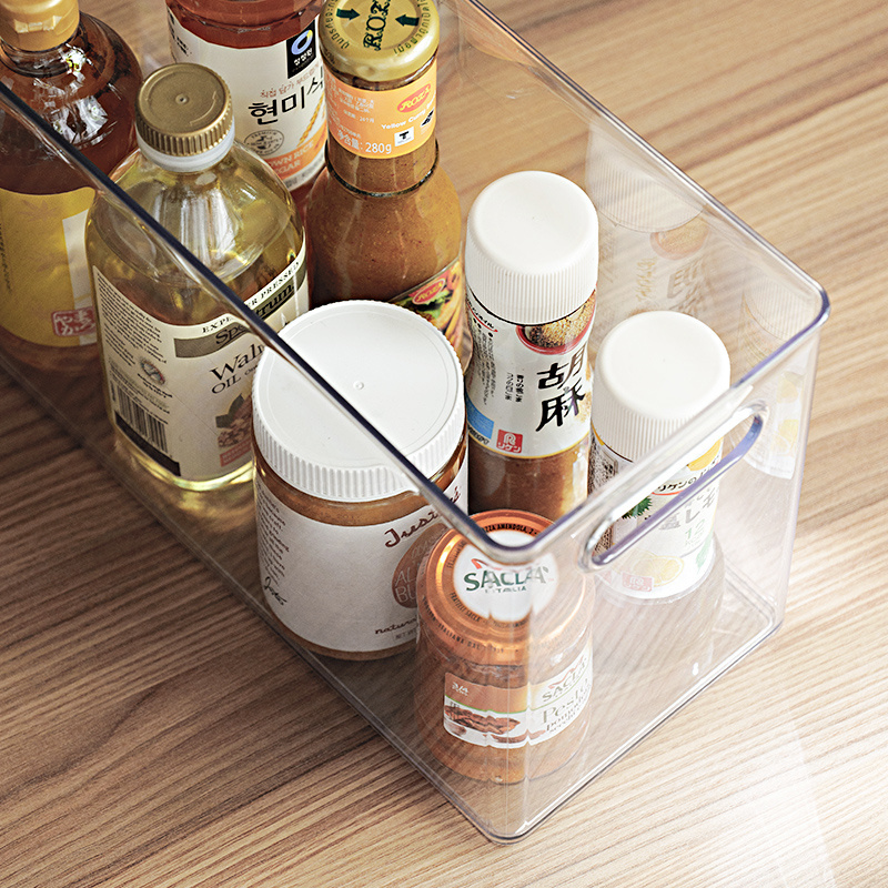 New 3L 6L 9L Transparent PET Divider Refrigerator Drawer Storage Box Kitchen Pantry Stackable Food Organizer with Handles