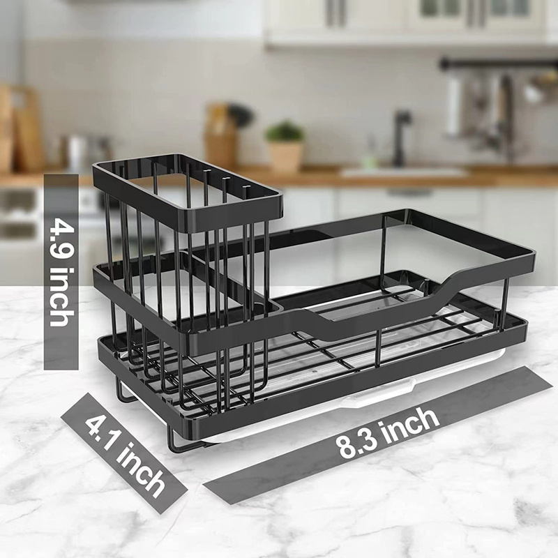 Wholesale Metal Kitchen Sink Storage Rack Sponge Soap Holder Kitchen Sink Caddy Organizer with Drain Tray