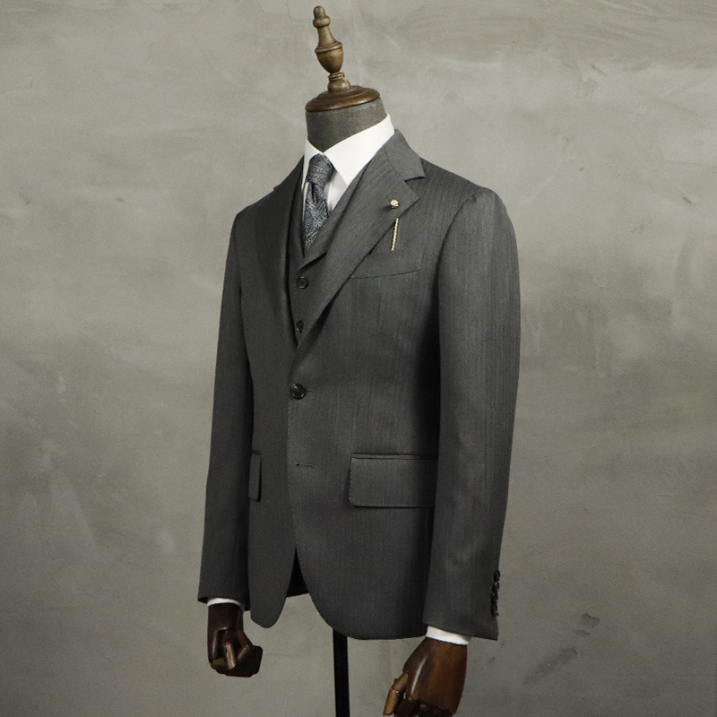 MTM Tailor Custom Italian Suit Bespoke Half Canvas Naples Shoulder Suit Hand Made Men Suit 100% Wool For Groom Wedding