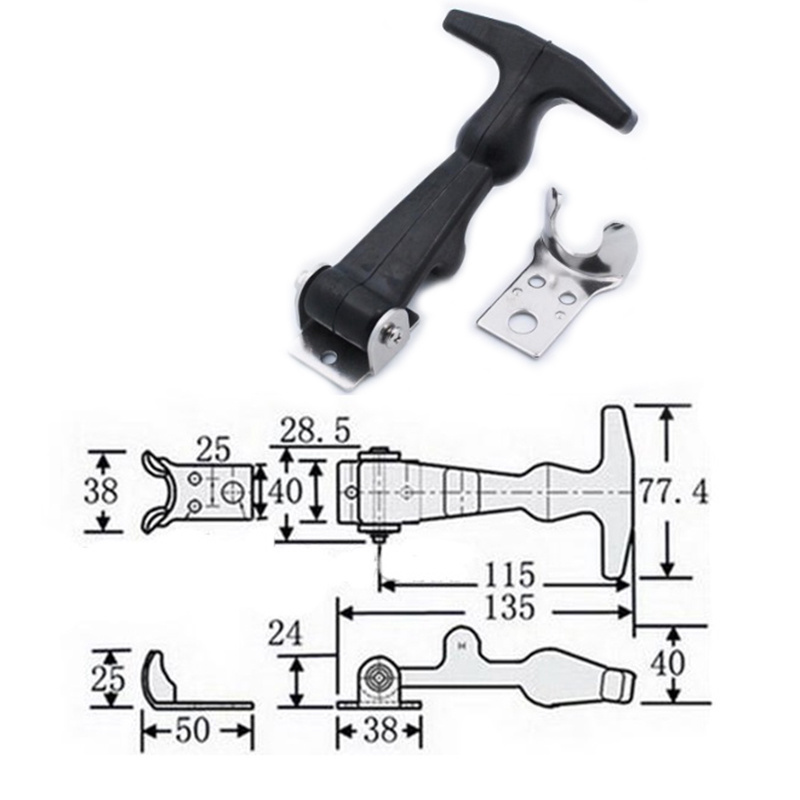 CY710-6 Flexible Replacement Parts T Handle Hasp Golf Cart Practical Draw Latch Universal For Toolbox Durable Shock Absorbing