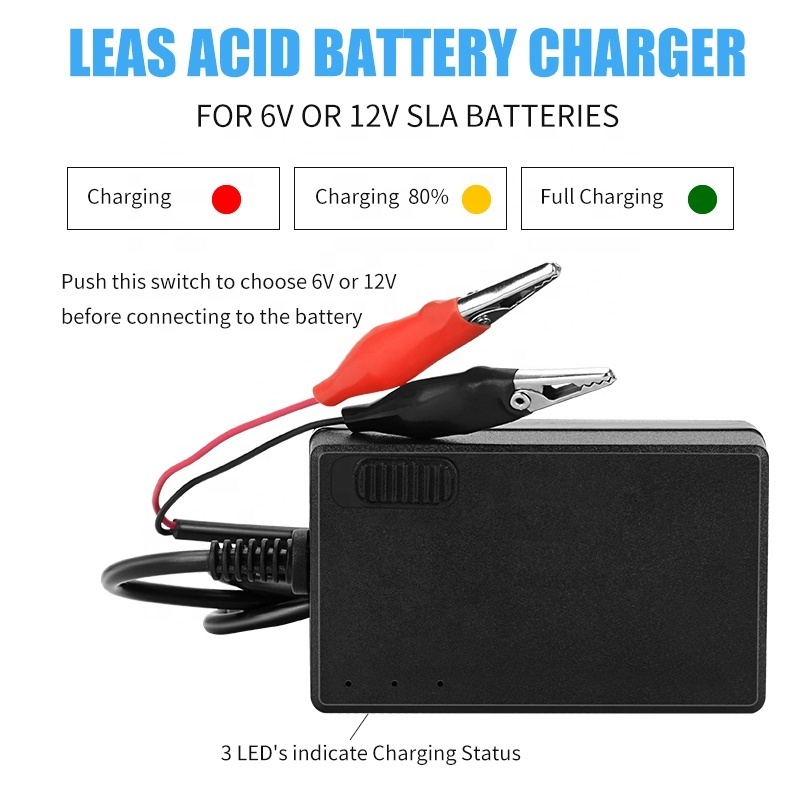 Intelligent 6V 12V 800mA Battery Charger SLA AGM Gel Lead acid Battery Charger Maintainer 6V 12V MCU Auto Charger