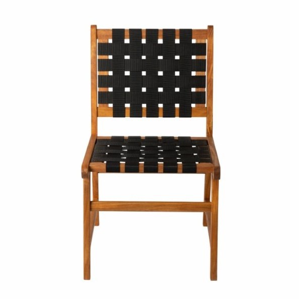 Teak dining chair outdoor with woven sling Black - Outdoor Furniture or Teak Garden Furniture Made In Indonesia