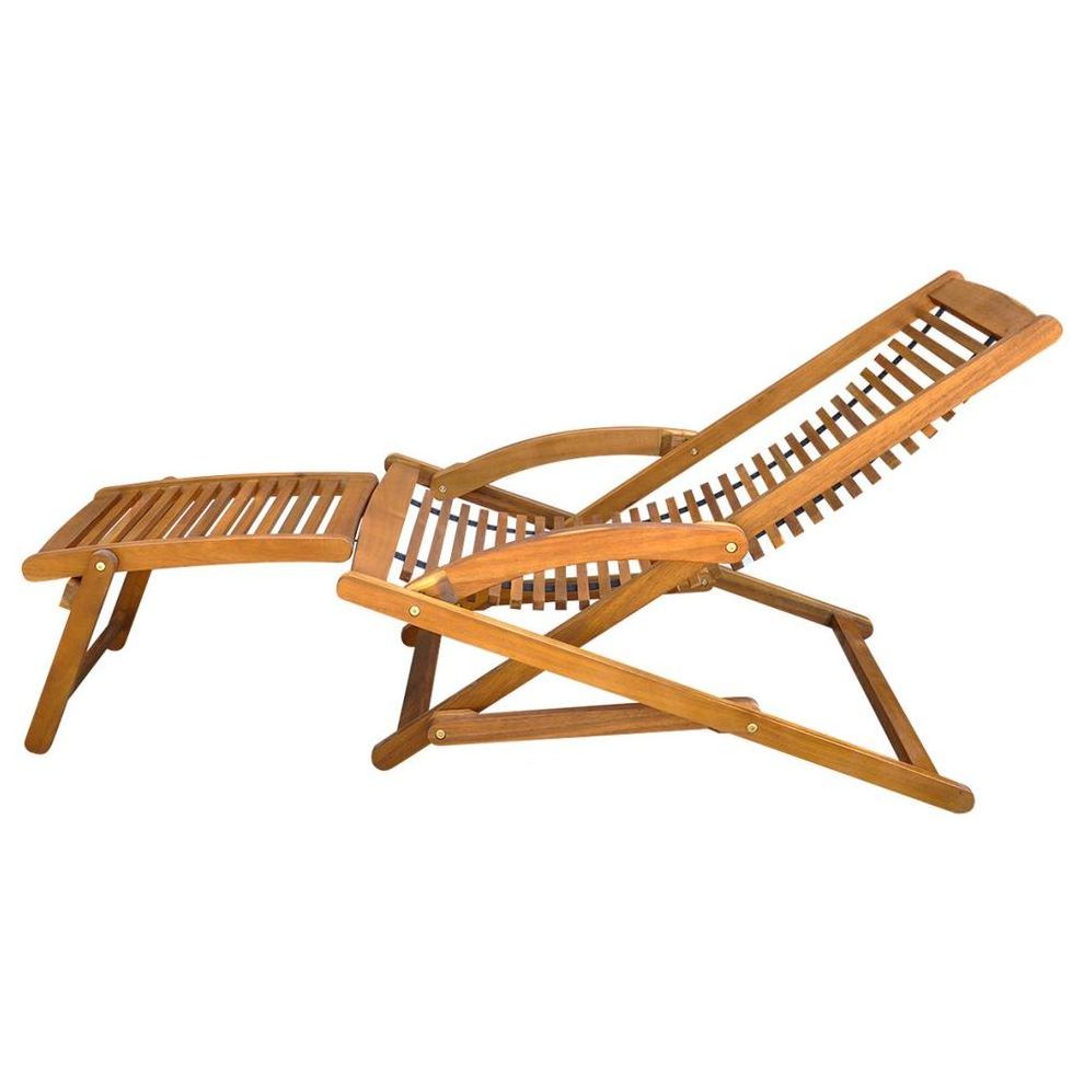 New Design Deck Chair Patio Lounge Chair Folding Sunlounger Sunbed Solid Teak Wood Foldable Leisure Outdoor Furniture