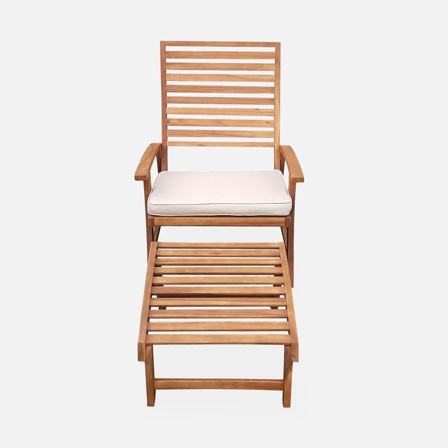 Wholesale Outdoor Furniture Slatted Chair with Footrest Teak Wood Patio Furniture Wholesale