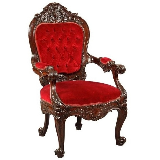 Solid wooden Library Chair Carved with Red Velvet Fabric Antique Wood Furniture Handmade manufacture from Jepara Indonesia