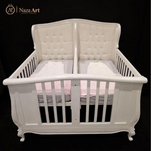 New Born Twins Baby From Solid Wood Popular Kids Cots Elegant Classical Europe Baby Cribs Furniture Best Seller High Quality