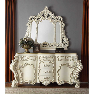 Luxury Console Table with Mirror Luxury Design Elegant Carved Classic Luxury Console Table