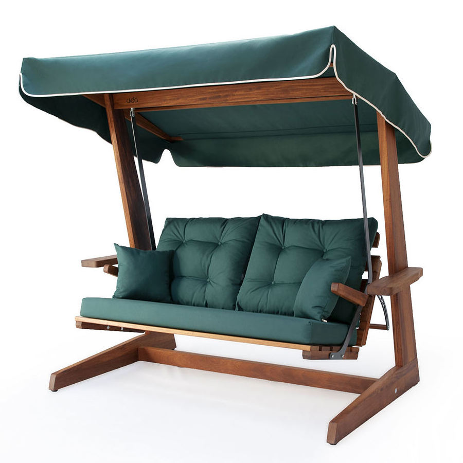 3 seater Patio Swing Hanging Chair Teak Wooden with Canopy Reclining Comfortable Cushion for Hotel Home Resort Furniture