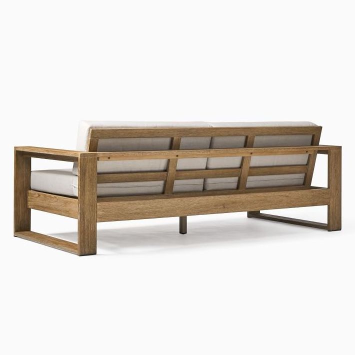 Nordic Modern Minimalist Garden Sofa Double Seat Wooden Fabric Cushion Outdoor Furniture