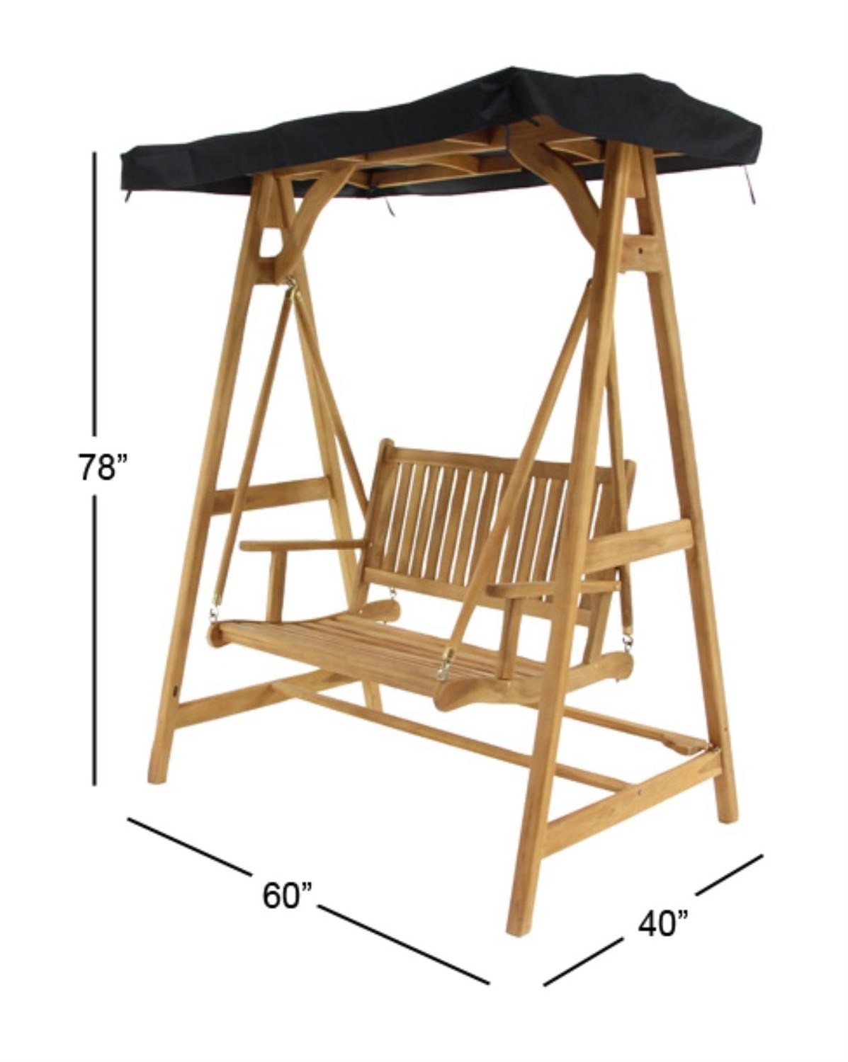 Teak swing chair for garden furniture made from solid wood