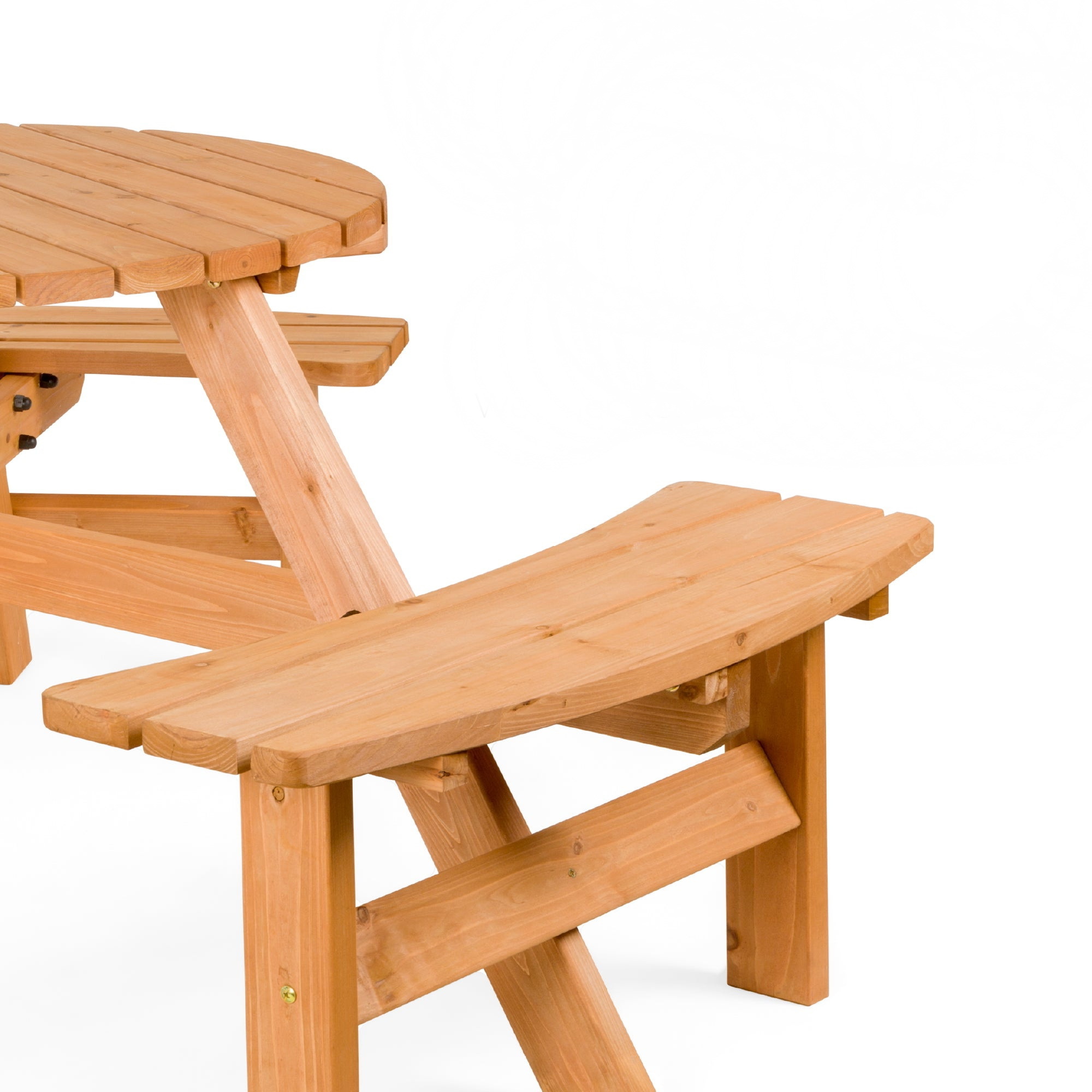 Patio All Weather Garden Furniture Circular Wooden Picnic Table and Chairs Outdoor Furniture Set Indonesia Wholesale