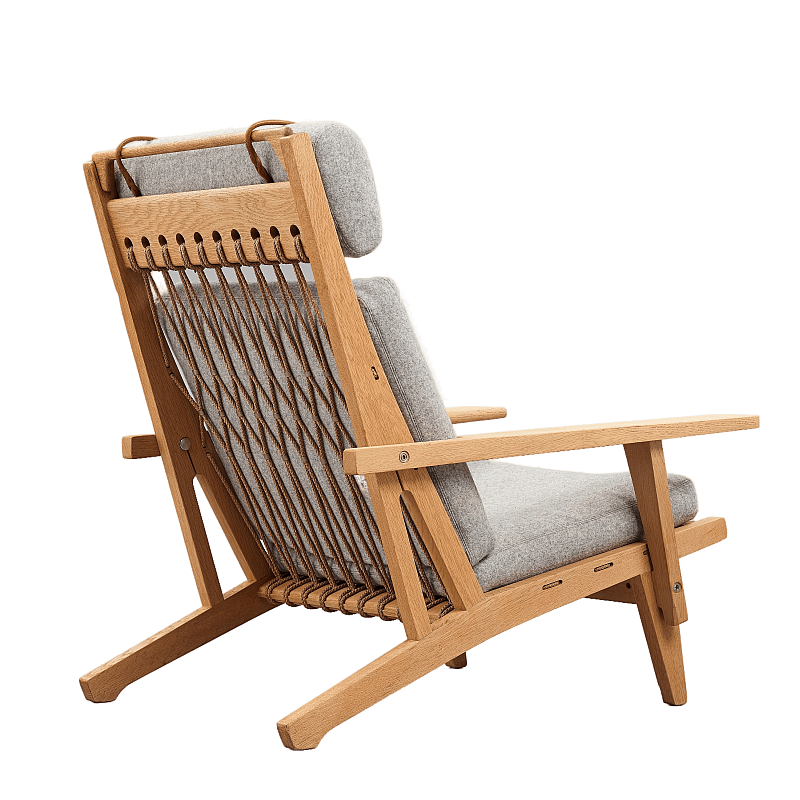 Patio Home Hotel Pool Side Beach Chair Teak Wooden Rope Garden Chair for Backyard Courtyard Cottage Beach Outdoor Furniture