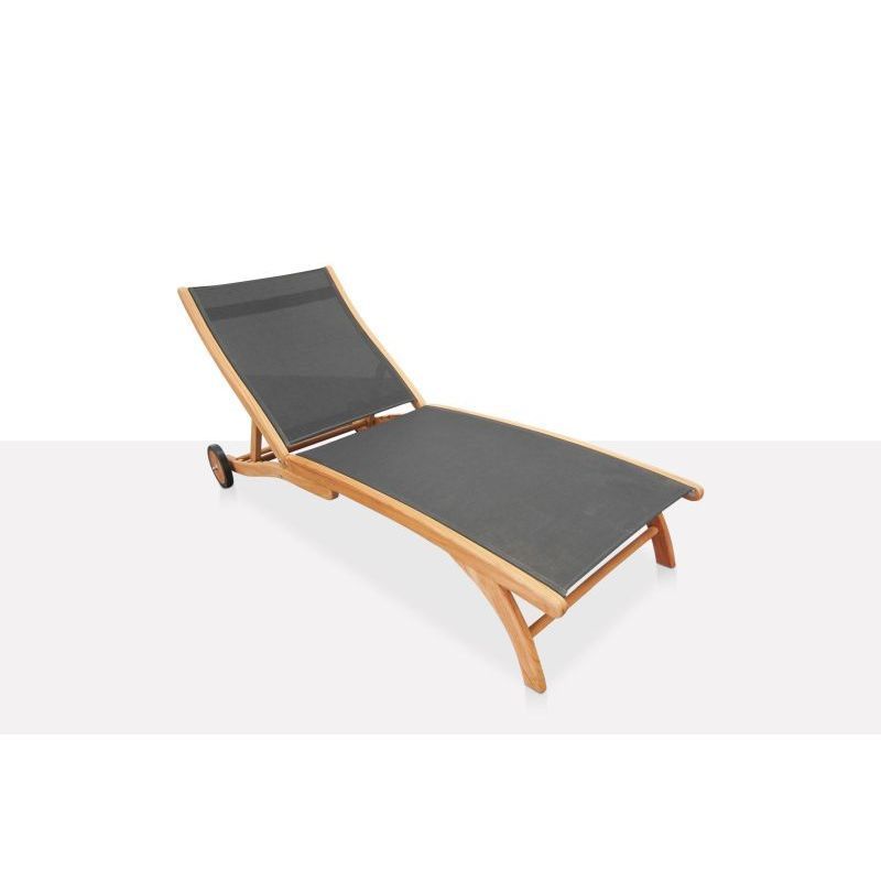 Teak Wood Pool Lounger Chair Garden Outdoor Patio Furniture Chaise Lounge with Wheels for Hotel Villa Project