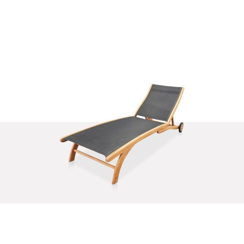 Teak Wood Pool Lounger Chair Garden Outdoor Patio Furniture Chaise Lounge with Wheels for Hotel Villa Project