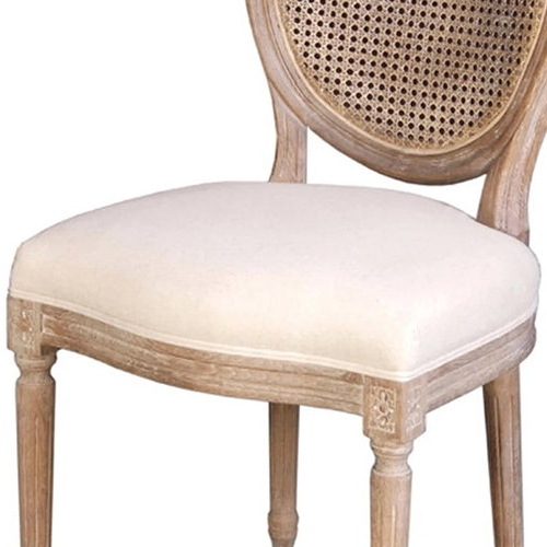 Natural Vintage French Dining Chair Wooden Rattan Fabric Seat Cafe Bar Furniture Chair Restaurant Set Wholesale